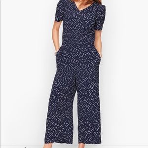 Talbots Blue And White Polka Dot Romper Pantsuit